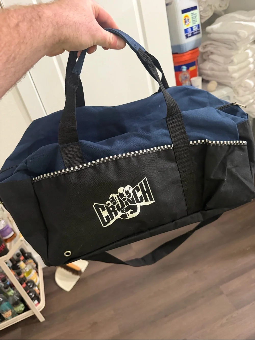 Crunch Black & Navy Duffel Bag with Logo